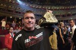 LONDON - JULY 13:  Matt Hughes of the USA and current Welterweight Champion celebrates his win over Carlos Newton of Canada during the Ultimate Fighting Championship, 'Brawl in the Royal Albert Hall', in the Royal Albert Hall London, England on July 13, 2002. (Photo by John Gichigi/Getty Images)