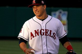 ANAHEIM, CA - AUGUST 19:  Outfielder Mike Trout #27 of the Los Angeles Angels of Anaheim warms up before the game with the Baltimore Orioles on August 19, 2011 at Angel Stadium in Anaheim, California.  (Photo by Stephen Dunn/Getty Images)