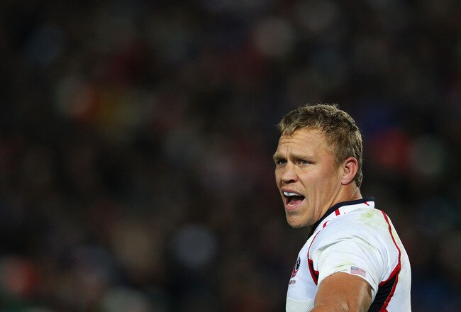 NELSON, NEW ZEALAND - SEPTEMBER 27:  Paul Emerick of the USA shouts instructions during the IRB 2011 Rugby World Cup Pool C match between Italy and the USA at Trafalgar Park on September 27, 2011 in Nelson, New Zealand.  (Photo by Mark Kolbe/Getty Images)
