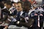 FOXBORO, MA - SEPTEMBER 18:  Chad Ochocinco  #85 of the New England Patriots reacts on the bench after a touchdown against the San Diego Chargers in the second half at Gillette Stadium on September 18, 2011 in Foxboro, Massachusetts. (Photo by Jim Rogash/Getty Images)