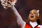BLACKSBURG, VA - OCTOBER 29:  A Virginia Tech University Hokies cheerleader performs during the game against the North Carolina Tar Heels at Lane Stadium on October 29, 2009 in Blacksburg, Virginia.  (Photo by Scott Halleran/Getty Images)