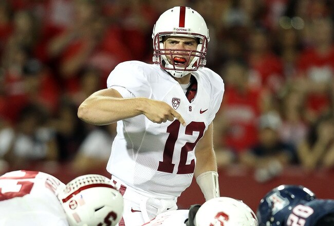 TUCSON, AZ - SEPTEMBER 17:  Quarterback Andrew Luck #12 of the Stanford Cardinal prepares to snap the football during the college football game against the Arizona Wildcats at Arizona Stadium on September 17, 2011 in Tucson, Arizona. The Cardinal defeated the Wildcats 37-10.  (Photo by Christian Petersen/Getty Images)