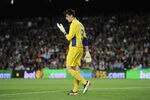BARCELONA, SPAIN - SEPTEMBER 24:  Thibaut Courtois of Club Atletico de Madrid looks on during the La Liga match between FC Barcelona and Club Atletico de Madrid at Camp Nou on September 24, 2011 in Barcelona, Spain. barcelona won 5-0 and Messi scored his second hat-trick this season.  (Photo by David Ramos/Getty Images)