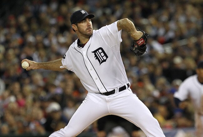 DETROIT, MI - SEPTEMBER 24:  Justin Verlander #35 of the Detroit Tigers goes after his 25th win against the Baltimore Orioles  during a MLB game at Comerica Park on September 24, 2011 in Detroit, Michigan.  (Photo by Dave Reginek/Getty Images)