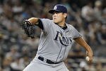 NEW YORK, NY - SEPTEMBER 22:  Matt Moore #55 of the Tampa Bay Rays pitches against the New York Yankees on September 22, 2011 at Yankee Stadium in the Bronx borough of New York City.  (Photo by Jim McIsaac/Getty Images)