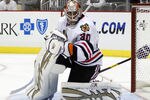 PITTSBURGH, PA - SEPTEMBER 22:  Ray Emery #30 of the Chicago Blackhawks protects the net against the Pittsburgh Penguins during a preseason game at Consol Energy Center on September 22, 2011 in Pittsburgh, Pennsylvania.  The Penguins defeated the Blackhawks 4-1.  (Photo by Justin K. Aller/Getty Images)