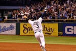 ST. PETERSBURG, FL - SEPTEMBER 28:  Evan Longoria #3 of the Tampa Bay Rays rounds the bases after his game-winning walk off home run in the twelfth inning against the New York Yankees during the game at Tropicana Field on September 28, 2011 in St. Petersburg, Florida.  (Photo by J. Meric/Getty Images)