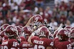 NORMAN, OK - SEPTEMBER 24:  The Oklahoma Sooners gather before the start of the game against the Missouri Tigers on September 24, 2011 at Gaylord Family-Oklahoma Memorial Stadium in Norman, Oklahoma.  Oklahoma defeated Missouri 38-28.  (Photo by Brett Deering/Getty Images)