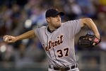 KANSAS CITY, MO - SEPTEMBER 21:  Starting pitcher Max Scherzer #37 of the Detroit Tigers throws in the first inning during a game against the Kansas City Royals at Kauffman Stadium on September 21, 2011 in Kansas City, Missouri. (Photo by Ed Zurga/Getty Images)