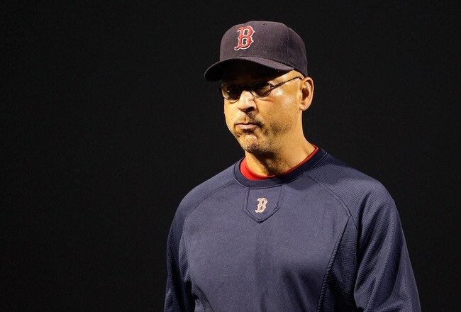 BALTIMORE, MD - SEPTEMBER 27: Manager Terry Francona #47 of the Boston Red Sox walks back to the dugout during the eighth inning against the Baltimore Orioles at Oriole Park at Camden Yards on September 27, 2011 in Baltimore, Maryland. The Red Sox defeated the Orioles 8-7. (Photo by Rob Carr/Getty Images)