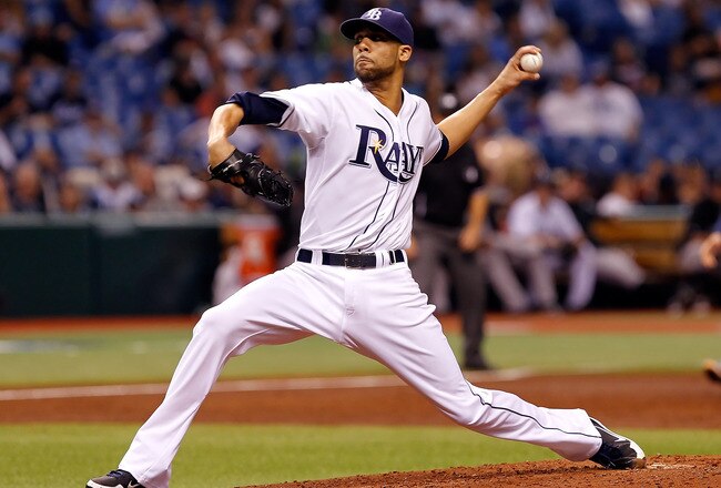 ST PETERSBURG, FL - SEPTEMBER 23:  Pitcher David Price #14 of the Tampa Bay Rays pitches against the Toronto Blue Jays during the game at Tropicana Field on September 23, 2011 in St. Petersburg, Florida.  (Photo by J. Meric/Getty Images)