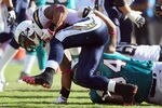 SAN DIEGO, CA - OCTOBER 2:   Runningback Ryan Mathews #24 of the San Diego Chargers runs against the Miami Dolphins during their NFL Game on October 2, 2011 at Qualcomm Stadium in San DIego, California. (Photo by Donald Miralle/Getty Images)