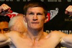 LAS VEGAS - MAY 01:  Ricky Hatton of England steps on the scale at 140 pounds during the weigh-in for his junior welterweight title fight against Manny Pacquiao of the Philippines at the MGM Grand Garden Arena May 1, 2009 in Las Vegas, Nevada.  (Photo by Al Bello/Getty Images)