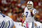 TAMPA, FL - OCTOBER 03:  Quarterback Curtis Painter #7 of the Indianapolis Colts calls out signals against the Tampa Bay Buccaneers at Raymond James Stadium on October 3, 2011 in Tampa, Florida.  (Photo by Marc Serota/Getty Images)