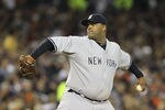 DETROIT - OCTOBER 03:  C.C. Sabathia #52 of the New York Yankee pitches in the sixth inning during the game against the Detroit Tigers during Game Three of the American League Division Series at Comerica Park on October 3, 2011 in Detroit, Michigan.  (Photo by Leon Halip/Getty Images)