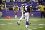 MINNEAPOLIS, MN - SEPTEMBER 25: Donovan McNabb #5 of the Minnesota Vikings walks off the field during the game against the Detroit Lions on September 25, 2011 at Hubert H. Humphrey Metrodome in Minneapolis, Minnesota. (Photo by Hannah Foslien/Getty Images)