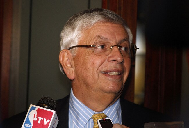 NEW YORK, NY - SEPTEMBER 30:  David Stern, NBA Commissioner, makes comments to the media after NBA labor negotiations at The Waldorf-Astoria on September 30, 2011 in New York City.  (Photo by Michael Cohen/Getty Images)