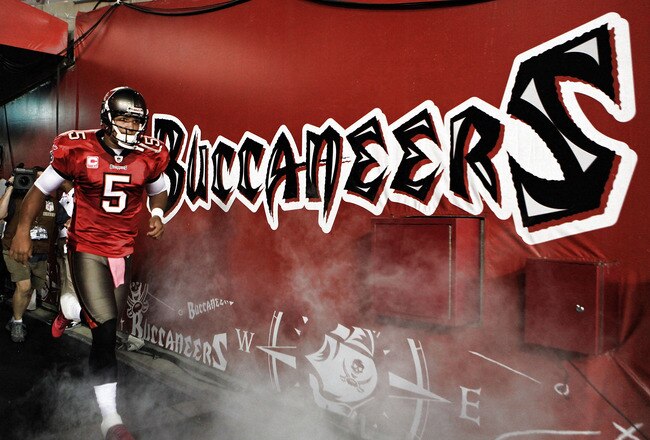 TAMPA, FL - OCTOBER 03:  Quarterback Josh Freeman #5 of the Tampa Bay Buccaneers takes the field prior to facing the Indianapolis Colts at Raymond James Stadium on October 3, 2011 in Tampa, Florida.  (Photo by Marc Serota/Getty Images)