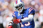 ORCHARD PARK, NY - SEPTEMBER 18: Steve Johnson #13 of the Buffalo Bills celebrates a touchdown catch against the Oakland Raiders at Ralph Wilson Stadium on September 18, 2011 in Orchard Park, New York. Buffalo won 38-35.  (Photo by Rick Stewart/Getty Images)