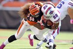 CINCINNATI, OH - OCTOBER 02:  Fred Jackson #22 of the Buffalo Bills is tackled by Rey Maualuga #58 of the Cincinnati Bengals during the game at Paul Brown Stadium on October 2, 2011 in Cincinnati, Ohio.  (Photo by Andy Lyons/Getty Images)