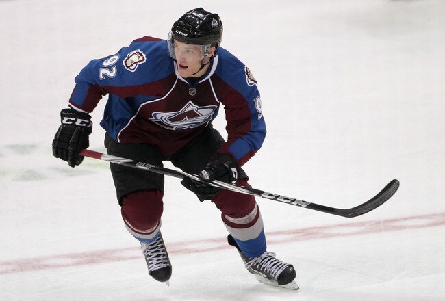 DENVER, CO - SEPTEMBER 25:  Gabriel Landeskog #92 of the Colorado Avalanche skates against the Dallas Stars during their preseason game at the Pepsi Center on September 25, 2011 in Denver, Colorado. The Avalanche defeated the Stars 3-0.  (Photo by Doug Pensinger/Getty Images)
