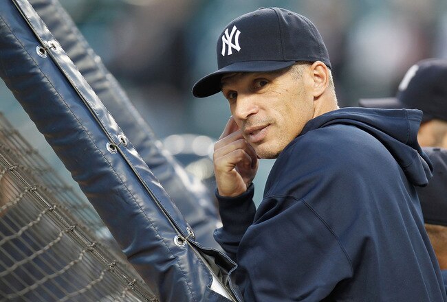 DETROIT, MI - OCTOBER 04: Manager Joe Girardi looks on during batting practice prior to playing the Detroit Tigers in game four of the American League Division Series at Comerica Park on October 4,  2011 in Detroit, Michigan. (Photo by Gregory Shamus/Getty Images)