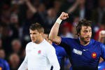 AUCKLAND, NEW ZEALAND - OCTOBER 08: Maxime Medard of France celebrates after Francois Trinh-Duc kicks a drop goal during quarter final two of the 2011 IRB Rugby World Cup between England and France at Eden Park on October 8, 2011 in Auckland, New Zealand.  (Photo by David Rogers/Getty Images)