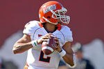 BLOOMINGTON, IN - OCTOBER 08:  Nathan Scheelhaase #2 of the Illinois Illini prepares to throw the ball during the game against the Indiana Hoosiers at Memorial Stadium on October 8, 2011 in Bloomington, Indiana.  Illinois won 41-20.  (Photo by Andy Lyons/Getty Images)