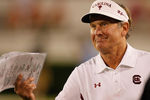 ATHENS, GA - SEPTEMBER 10:  Steve Spurrier of the South Carolina Gamecocks looks on during the game against the Georgia Bulldogs at Sanford Stadium on September 10, 2011 in Athens, Georgia.  (Photo by Kevin C. Cox/Getty Images)