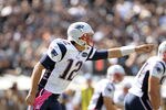 OAKLAND, CA - OCTOBER 02:  Tom Brady #12 of the New England Patriots in action against the Oakland Raiders at O.co Coliseum on October 2, 2011 in Oakland, California.  (Photo by Ezra Shaw/Getty Images)