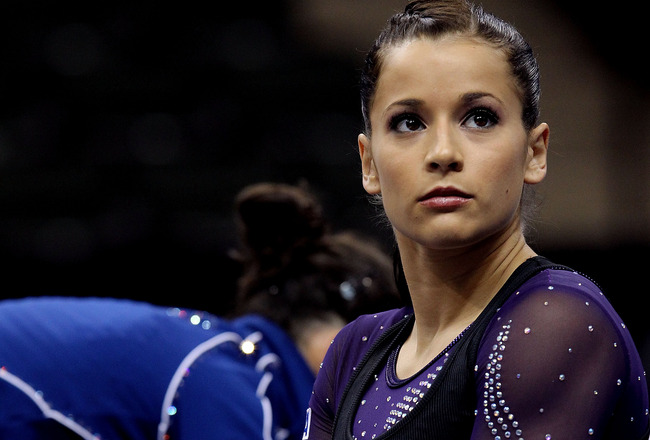 ST PAUL, MN - AUGUST 20:  Alicia Sacramone during the Senior Women's competition on day four of the Visa Gymnastics Championships at Xcel Energy Center on August 20, 2011 in St Paul, Minnesota.  (Photo by Ronald Martinez/Getty Images)