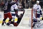 COLUMBUS, OH - OCTOBER 10:  Vinny Prospal #22 of the Columbus Blue Jackets celebrates his second period goal against the Vancouver Canucks during the game at Nationwide Arena on October 10, 2011 in Columbus, Ohio.  (Photo by Justin K. Aller/Getty Images)