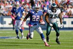 ORCHARD PARK, NY - OCTOBER 09:  Fred Jackson #22 of the Buffalo Bills runs against Juqua Parker #75 of the Philadelphia Eagles at Ralph Wilson Stadium on October 9, 2011 in Orchard Park, New York.Buffalo won 31-24.  (Photo by Rick Stewart/Getty Images)