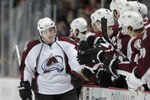 ANAHEIM, CA - FEBRUARY 27:  Matt Duchene #9 of the Colorado Avalanche receives high fives from the bench against the Anaheim Ducks at Honda Center on February 27, 2011 in Anaheim, California.  (Photo by Jeff Gross/Getty Images)