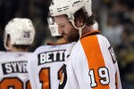 BOSTON, MA - MAY 06: Scott Hartnell #19 of the Philadelphia Flyers reacts after the loss to the Boston Bruins in Game Four of the Eastern Conference Semifinals during the 2011 NHL Stanley Cup Playoffs at TD Garden on May 6, 2011 in Boston, Massachusetts. The Boston Bruins defeated the Philadelphia Flyers 5-1 to advance to the Eastern Conference Finals.  (Photo by Elsa/Getty Images)