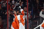 PHILADELPHIA, PA - OCTOBER 12:  Jaromir Jagr #68 (L) and Chris Pronger #20 (R) of the Philadelphia Flyers celebrate Pronger's power play goal at 12:12 of the first period against the Vancouver Canucks at the Wells Fargo Center on October 12, 2011 in Philadelphia, Pennsylvania.  (Photo by Bruce Bennett/Getty Images)