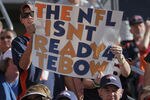 DENVER, CO - SEPTEMBER 18:  Fans display a sign in support of Tim Tebow #15 of the Denver Broncos as the Broncos face the Cincinnati Bengals at Invesco Field at Mile High on September 18, 2011 in Denver, Colorado. The Broncos defeated the Bengals 24-22.  (Photo by Doug Pensinger/Getty Images)
