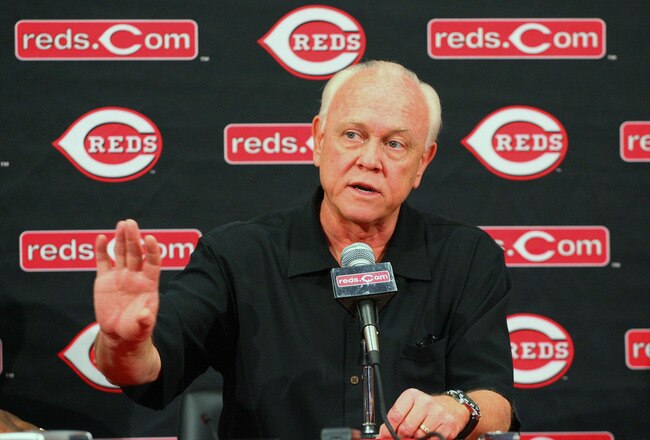 GOODYEAR, AZ - FEBRUARY 22: President and General Manager Walt Jocketty of the Cincinnati Reds speaks with the media during a press conference at the Cincinnati Reds Development Complex on February 22, 2010 in Goodyear, Arizona. (Photo by Hunter Martin/Getty Images)