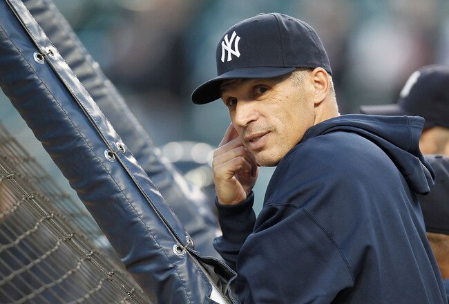 DETROIT, MI - OCTOBER 04: Manager Joe Girardi looks on during batting practice prior to playing the Detroit Tigers in game four of the American League Division Series at Comerica Park on October 4,  2011 in Detroit, Michigan. (Photo by Gregory Shamus/Getty Images)