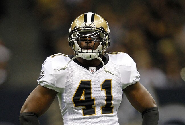 NEW ORLEANS, LA - AUGUST 12: Roman Harper # 41 of the New Orleans Saints looks on as his team plays the San Francisco 49ers during their pre season game at Louisiana Superdome on August 12, 2011 in New Orleans, Louisiana.  (Photo by Sean Gardner/Getty Images)