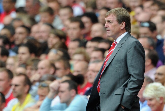 LONDON, ENGLAND - AUGUST 20:  Liverpool manager Kenny Dalglish looks thoughtful during the Barclays Premier League match between Arsenal and Liverpool at the Emirates Stadium on August 20, 2011 in London, England.  (Photo by Michael Regan/Getty Images)