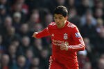 LIVERPOOL, ENGLAND - MARCH 06:   Luis Suarez of Liverpool in action during the Barclays Premier League match between Liverpool and Manchester United at Anfield on March 6, 2011 in Liverpool, England.  (Photo by Alex Livesey/Getty Images)