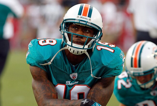 TAMPA, FL - AUGUST 27:  Receiver Brandon Marshall #19 of the Miami Dolphins warms up just before the start of the preseason game against the Tampa Bay Buccaneers at Raymond James Stadium on August 27, 2011 in Tampa, Florida.  (Photo by J. Meric/Getty Images)