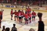 CHICAGO, IL - OCTOBER 13: Members of the Chicago Blackhawks salute the crowd after a win over the Winnipeg Jets at the United Center on October 13, 2011 in Chicago, Illinois. The Blackhawks defeated the Jets 4-3. (Photo by Jonathan Daniel/Getty Images)