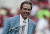 TUSCALOOSA, AL - APRIL 17: Coach Nick Saban of the Alabama Crimson Tide reacts during the Alabama spring game at Bryant Denny Stadium on April 17, 2010 in Tuscaloosa, Alabama. (Photo by Dave Martin/Getty Images)