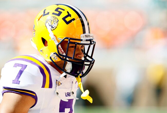 KNOXVILLE, TN - OCTOBER 15:  Tyrann Mathieu #7 of the LSU Tigers warms up prior to facing the Tennessee Volunteers at Neyland Stadium on October 15, 2011 in Knoxville, Tennessee.  (Photo by Kevin C. Cox/Getty Images)