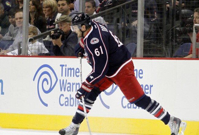 COLUMBUS, OH - OCTOBER 07:  Rick Nash #61 of the Columbus Blue Jackets skates against the Nashville Predators during the game at Nationwide Arena on October 7, 2011 in Columbus, Ohio.  (Photo by Justin K. Aller/Getty Images)