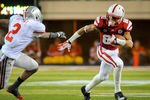 LINCOLN, NE - OCTOBER 8: Wide receiver Kenny Bell #80 of the Nebraska Cornhuskers runs past defensive back Christian Bryant #2 of the Ohio State Buckeyes during their game at Memorial Stadium October 8, 2011 in Lincoln, Nebraska. Nebraska Defeated Ohio State 34-27. (Photo by Eric Francis/Getty Images)