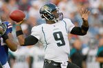 ORCHARD PARK, NY - AUGUST 27: David Garrard #9 of the Jacksonville Jaguars throws against the Jacksonville Jaguars at Ralph Wilson Stadium on August 27, 2011 in Orchard Park, New York.  (Photo by Rick Stewart/Getty Images)
