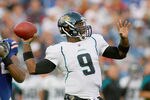 ORCHARD PARK, NY - AUGUST 27: David Garrard #9 of the Jacksonville Jaguars throws against the Jacksonville Jaguars at Ralph Wilson Stadium on August 27, 2011 in Orchard Park, New York.  (Photo by Rick Stewart/Getty Images)